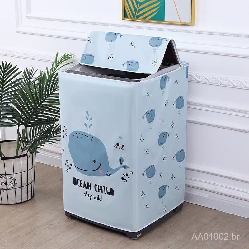 Capa simples e universal para máquina de lavar, à prova de sol e água, para modelos de carregamento superior com tambor