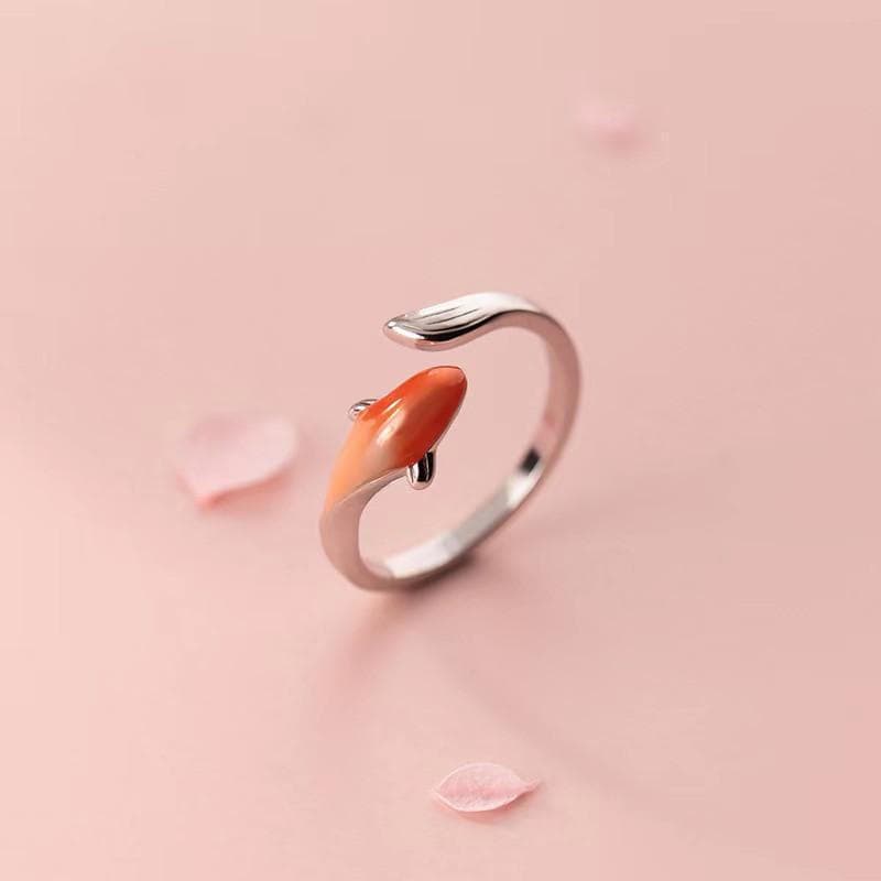 Anel Koi De Transferência Da Sorte De Cauda De Esmalte Feminino Nicho De Dedo Indicador Ajustável Na Moda Estilo Chinês