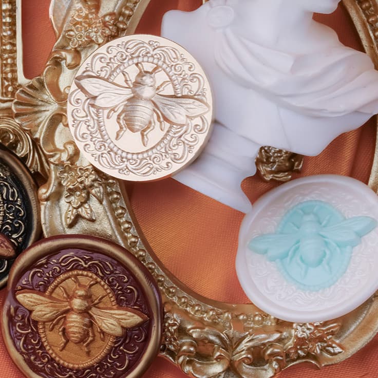 Selo De Cera De Rosa De Abelha 3D Cabeça De Carimbo De Alívio Multicamadas Para Convite De Envelope