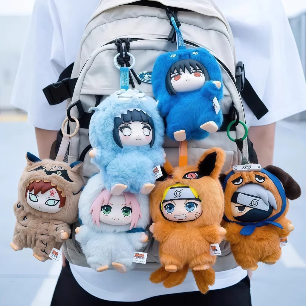 Chaveiro de pelúcia Naruto Uzumaki, caixa surpresa de anime, adequado para mochilas G7KF