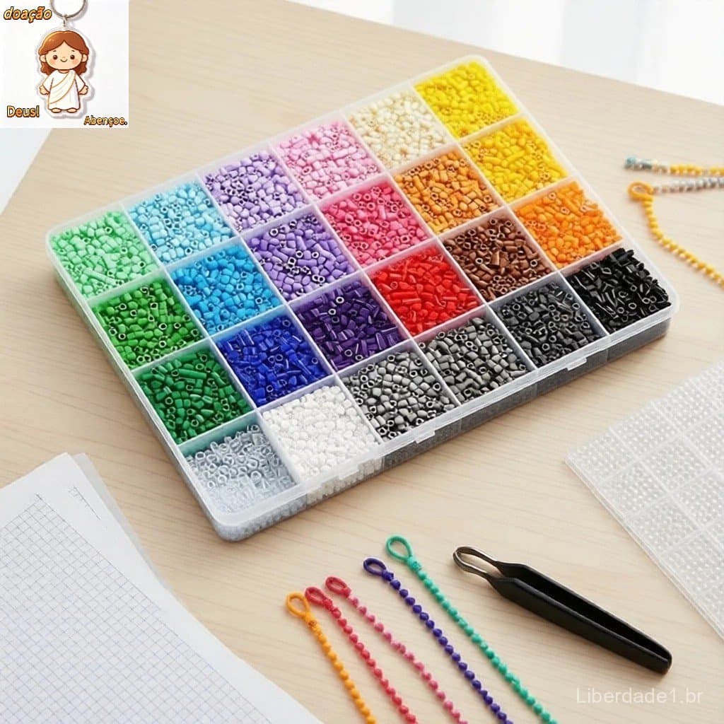 Conjunto Completo de Miçangas Perler, 24 Cores, 14000+ Kit, Brinquedo de Pixel DIY, Presente Artesanal para Crianças
