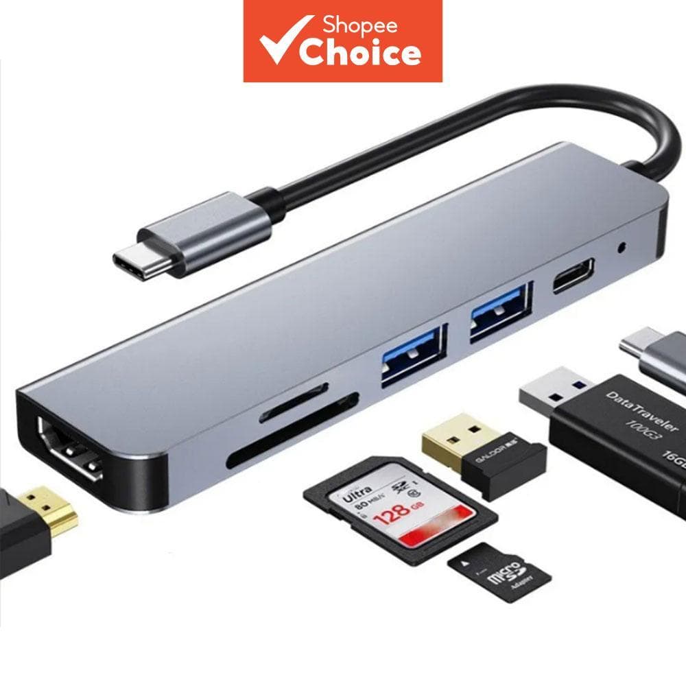 Adaptador HDMI HUB De Porta USB-C Tipo HDTV 4K TF Leitor De Cartão SD 6 Em 1