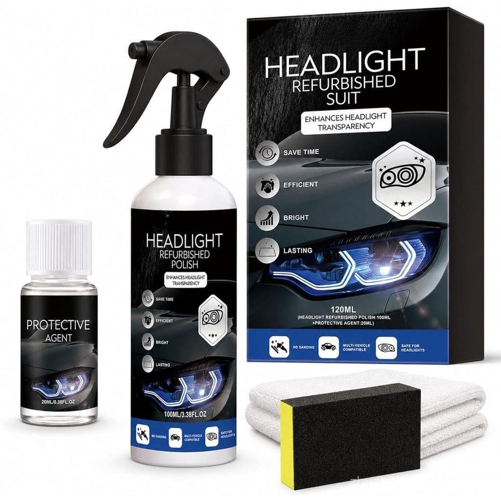 Kit de Restauração de Faróis Lanenow, Limpador de Faróis para Lentes Amareladas e Embaçadas, Ajuda a Melhorar a Clareza