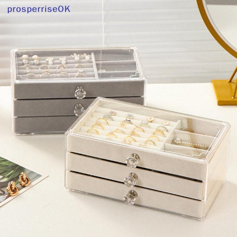 [newpros] Caixa Organizadora De Joias Vitrine Transparente Brincos De 3 Camadas Nelace Ring Caixas Organizadoras De Plás