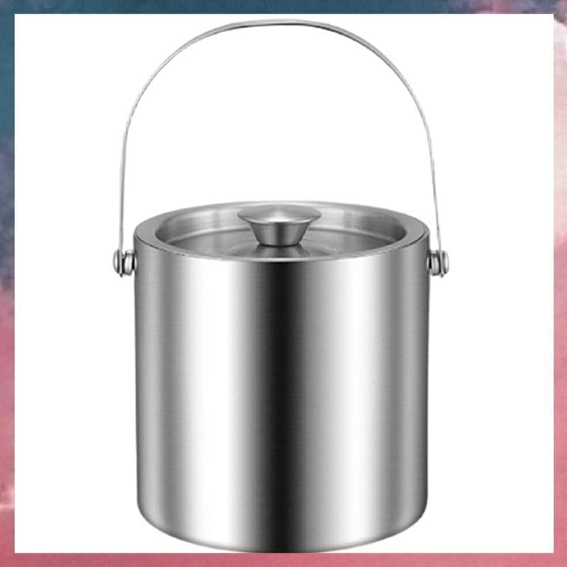 (Readystock) Balde De Gelo Em Aço Inoxidável 304 , Design De Parede Dupla Com Estrutura Espessada , Recipiente Isolado A