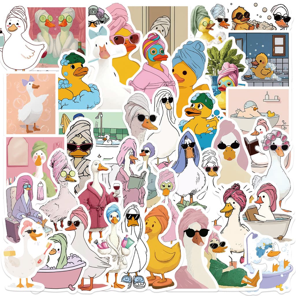 54 Pçs Dos Desenhos Animados Banho Cuidados Com A Pele Patos Adesivos Divertidos Peculiares Presentes DIY Decalques À Pr