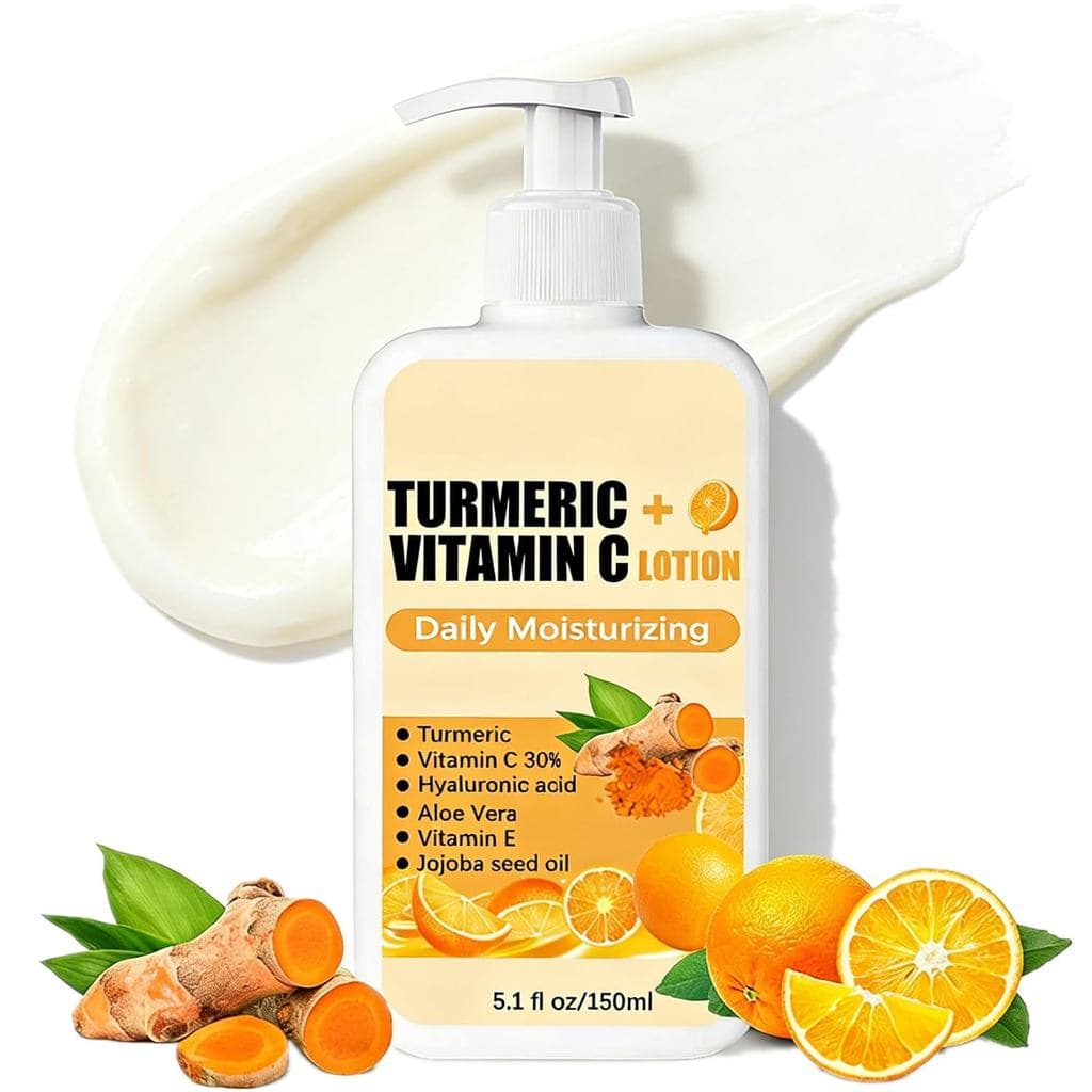 Loção Corporal Hidratante e Esfoliante com Cúrcuma, Vitamina C e Ácido Hialurônico |   Creme Hidratante para Corpo e Ros