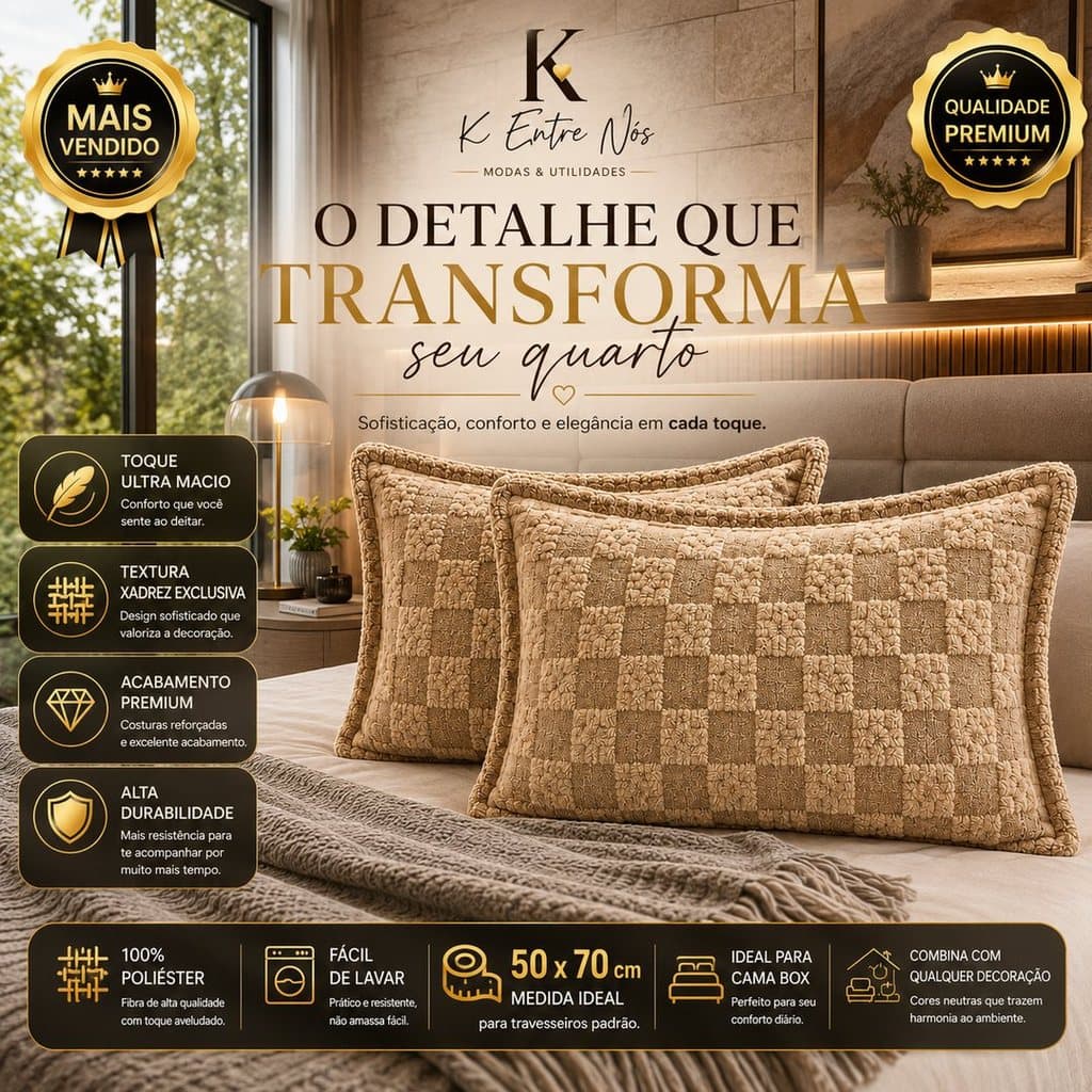 Kit Porta Travesseiros /Fronha Coberdrom 2, 3 ou 4 Peças 50x70 cm Aveludado 100% Poliéster Toque Ultra Macio