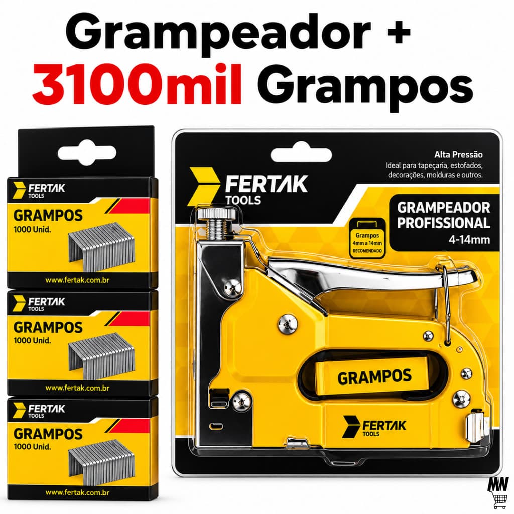 Kit de Grampeador de Estofamento Tapeceiro 4-14 mm + 3200 grampos 8mm