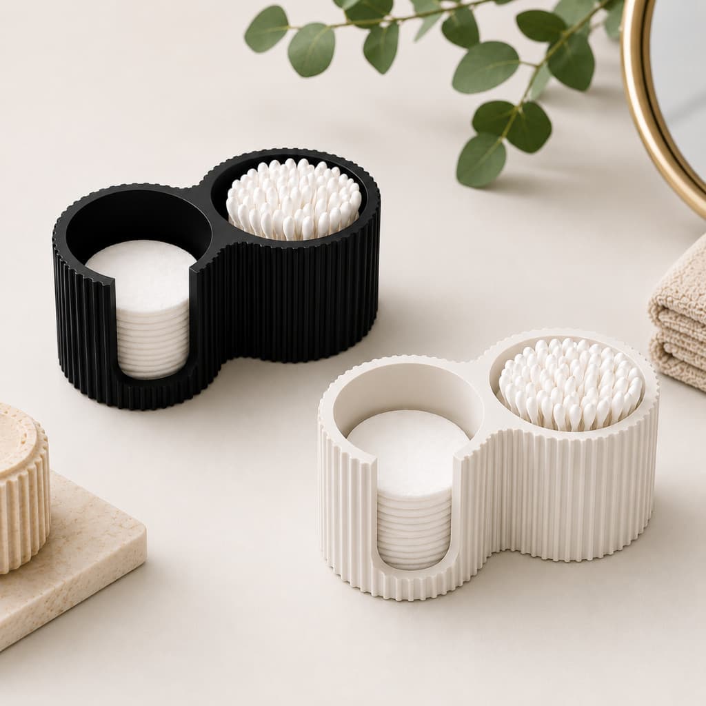 KIT 2 Organizador de Algodão e Cotonetes para Banheiro e Penteadeira | Design Moderno Premium