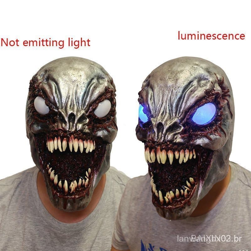 Máscara LED Venom 2024, Capacete de Látex para Cosplay de Halloween, Acessórios Divertidos para Fantasias 1UOK