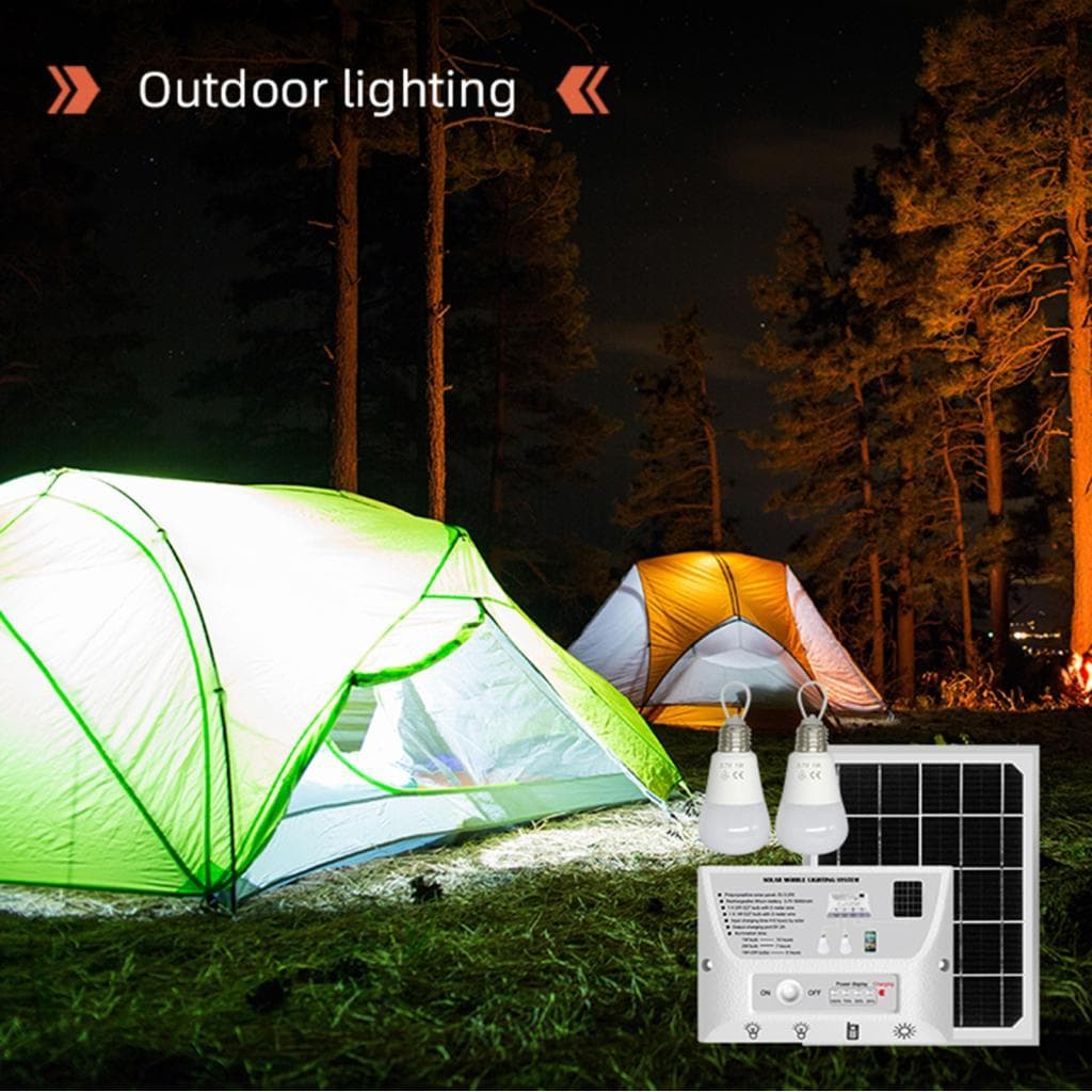 Nvstel-br Sistema de iluminação solar portátil, lâmpada externa resistente à água com painel de 4,5 W, lâmpadas LED de