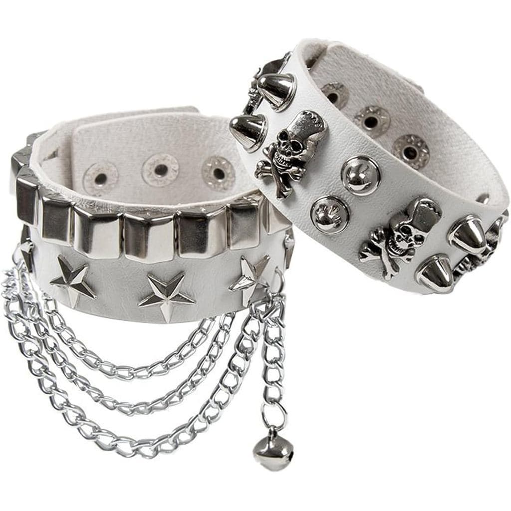 Pulseira de Couro com Incrustações de Estrela de Metal e Espigões, Estilo Grunge e Punk, Ajustável, com Decoração de Cav