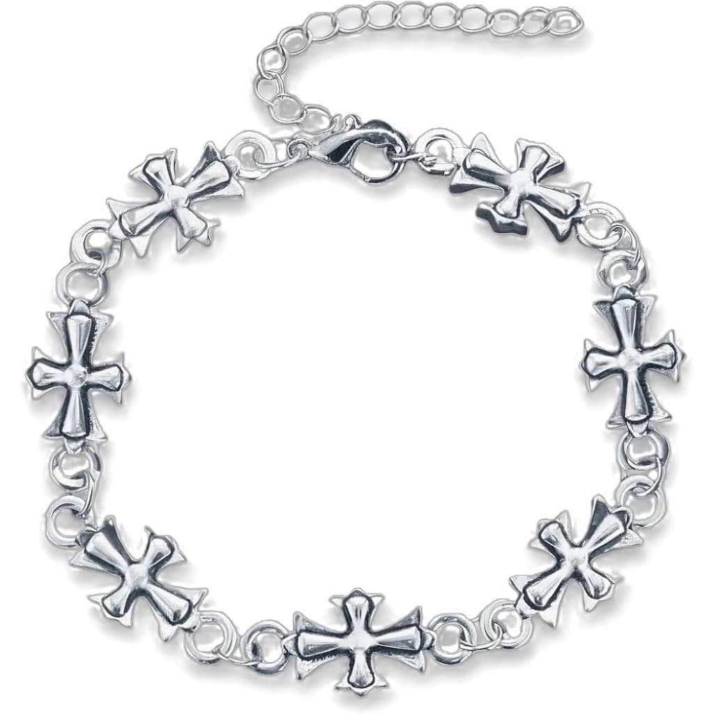 Pulseira de Cruz para Mulheres e Homens |   Pulseira de elos estilo gótico punk banhada a ouro 18K |   Joias Religiosas