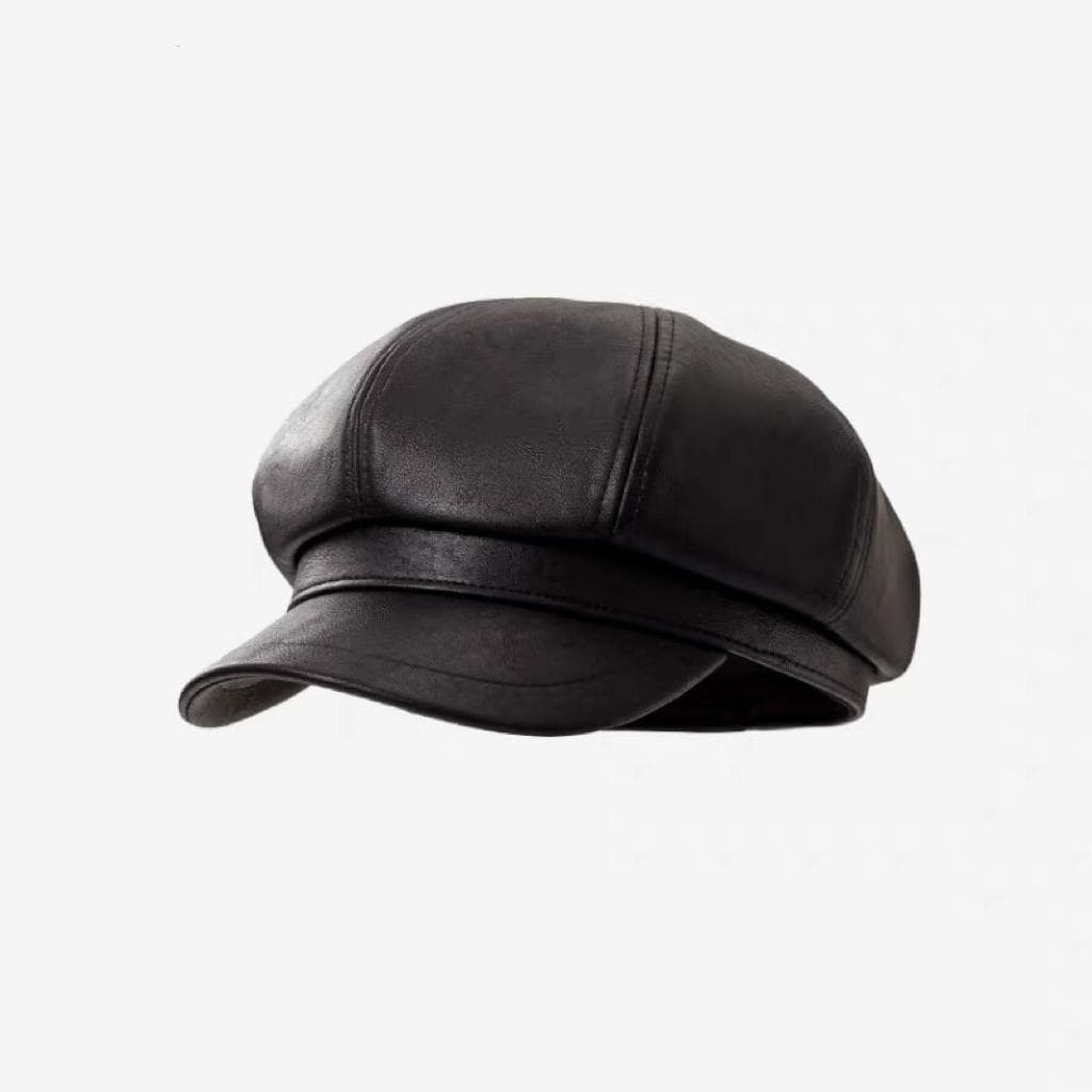 Chapéu Boina Feminina Vintage Couro Ecológico Casual Moda Europeia Elegante para Outono Inverno Fashion Chapéu