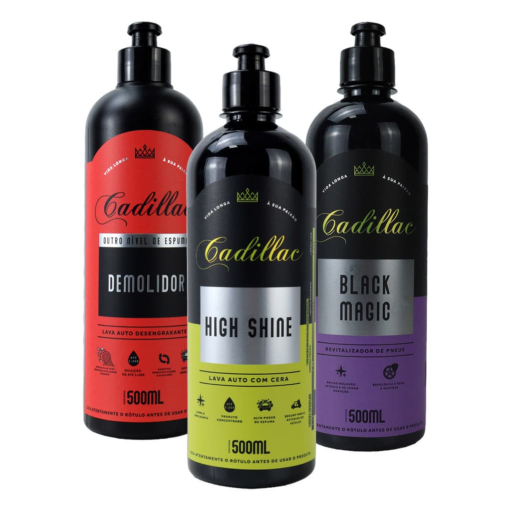 Kit Limpeza Carro Demolidor Ultra Desengraxante Black Magic High Shine Cadillac Estética Automotiva