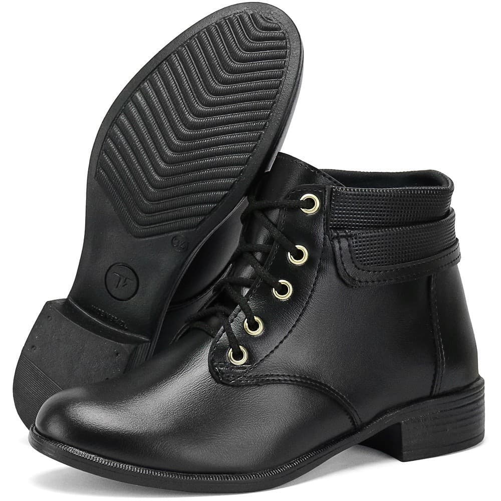Bota Coturno Feminino Cano Curto Medio Salto Baixo em couro inverno / outono linda demais  34 AO 39 #LOJAYOUBELLASTORE