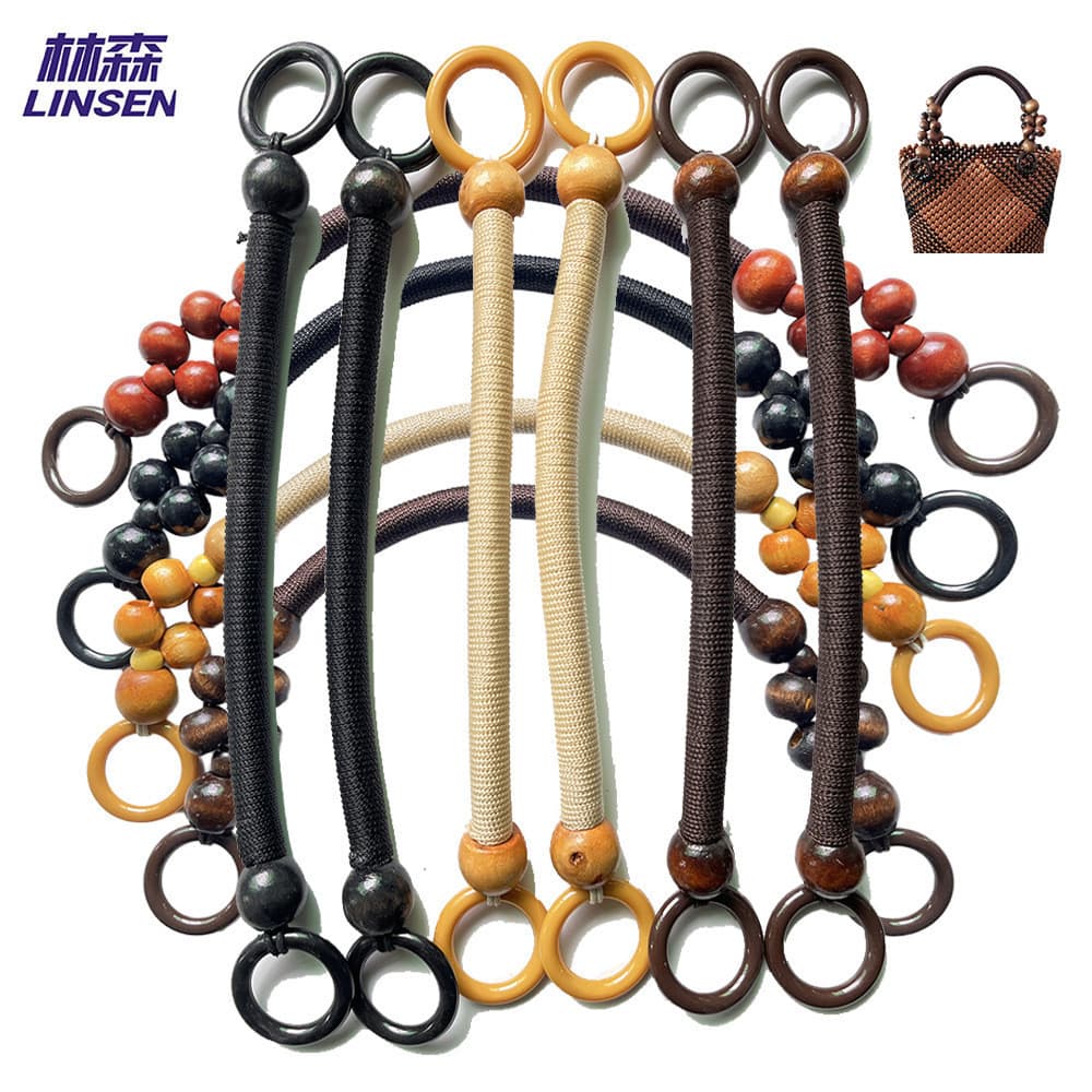 33/37/47 alça de contas de madeira Rattan tecido cesta alça Retro frisado acessórios náilon corda alça