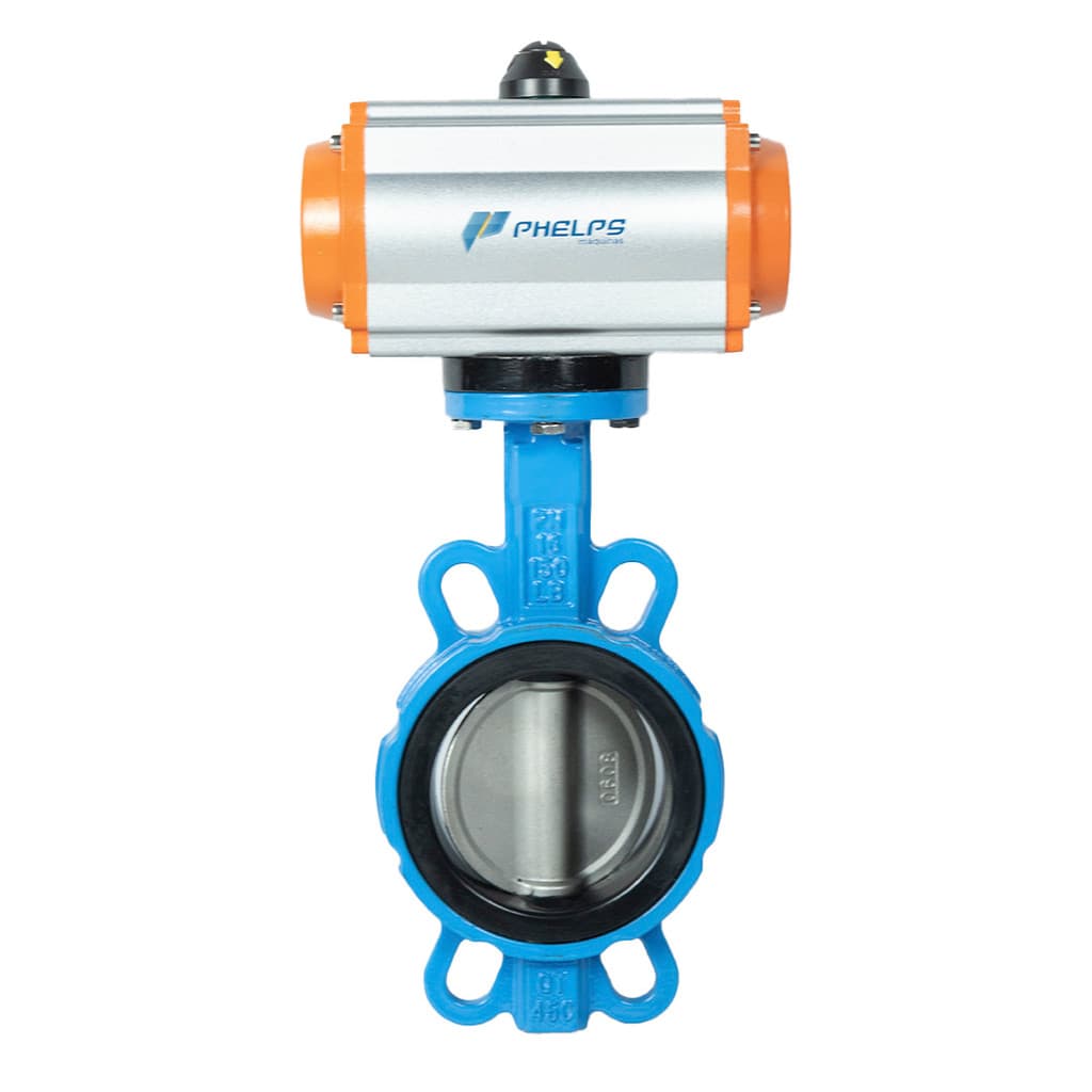Válvula Borboleta Wafer Pneumática 4 Pol DN100 Disc Inox 304