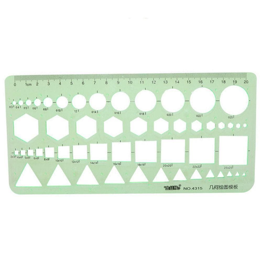 MXFASHIONE Modelo Régua Ferramenta De Medição Multiformato Estêncil Verde Papelaria Geométrica De Plástico