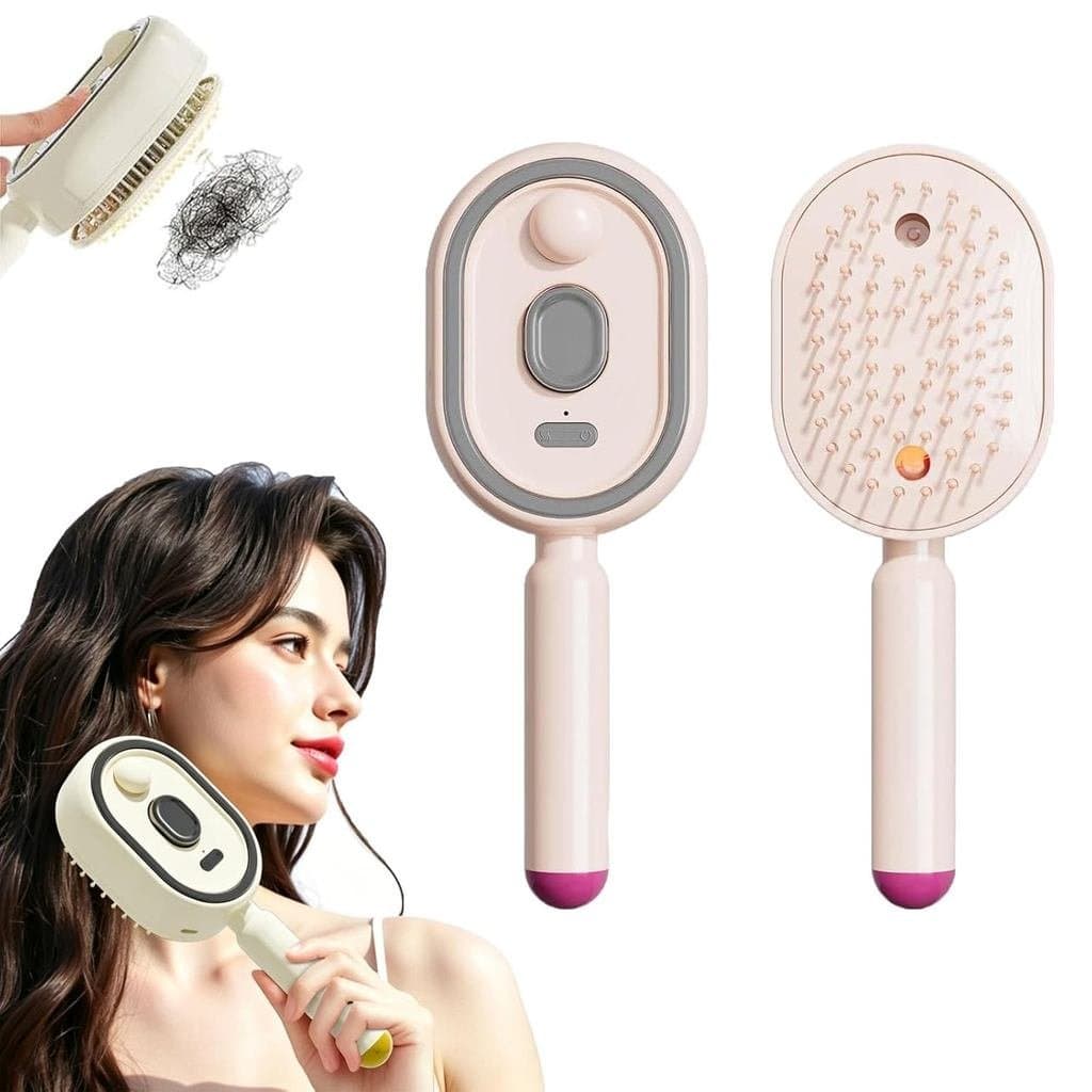 Escova de Massagem com Almofada de Ar e Elétrico, Escova a Vapor Desembaraçadora, Escova de Cabelo Elétrica 3 em 1