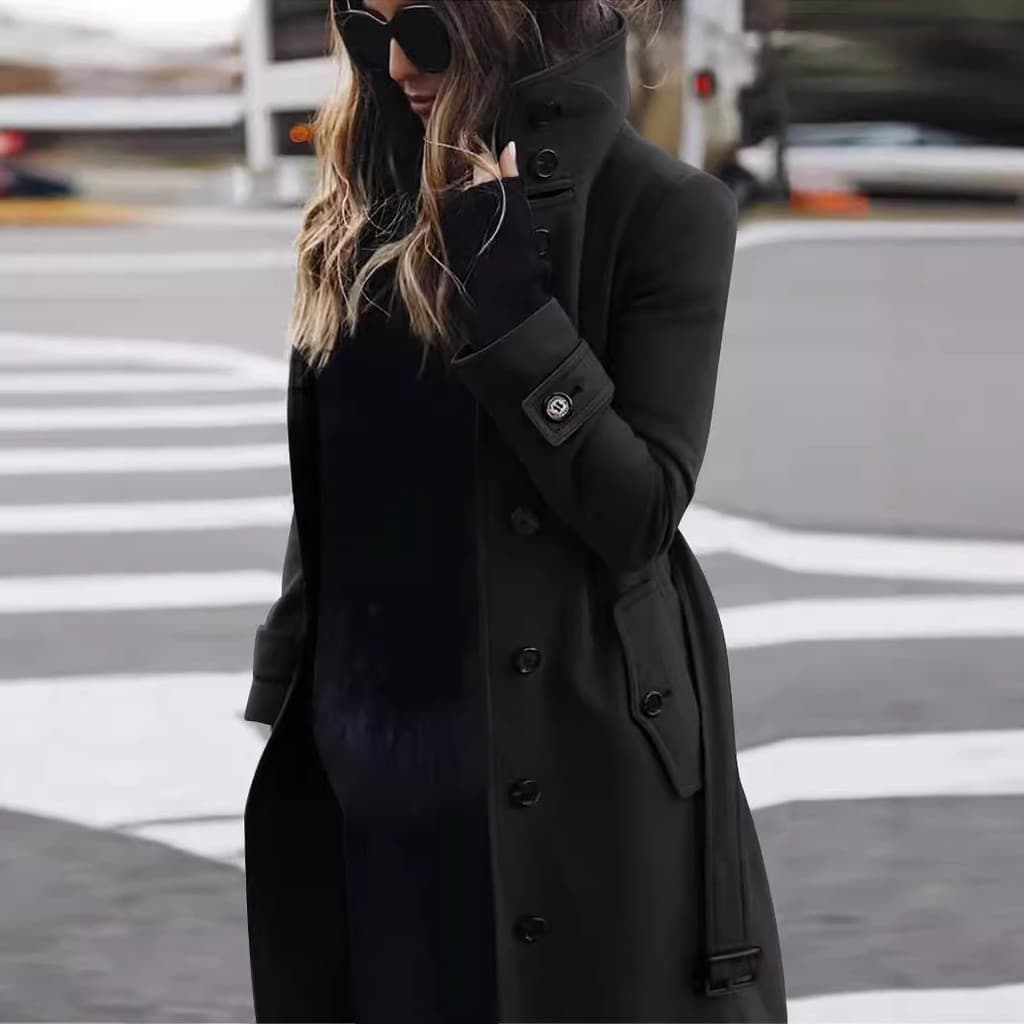 Casaco longo bege feminino |   Estilo elegante na vida diária
