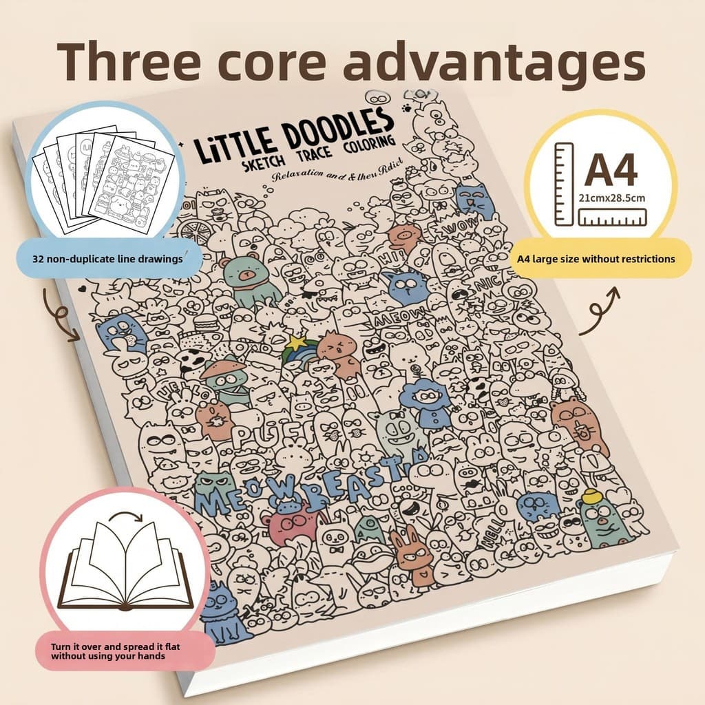 Livro De Prática De Desenho E Doodle Para Crianças , Bloco De Colorir Esboço Em Branco Atividades De Arte De Linha Criat