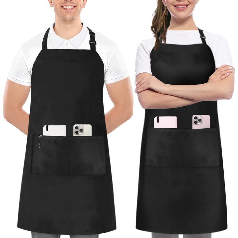 Avental de Cozinha Utopia, Pacote com 2 Aventais, Ajustável com 2 Bolsos, Resistente à Água e Óleo, Avental de Cozinha p