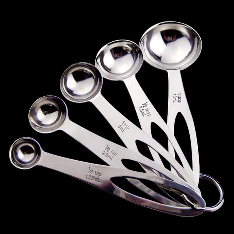 Utensílios de Cozinha para Confeitaria, Conjunto de 5 Peças de Colheres Medidoras em Aço Inoxidável, Copo Medidor Gradua