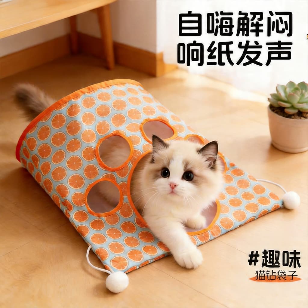 Gato brinquedo saco de diamante auto-feliz alívio do tédio ferramenta útil gatinho provocando gato vara gato túnel som p