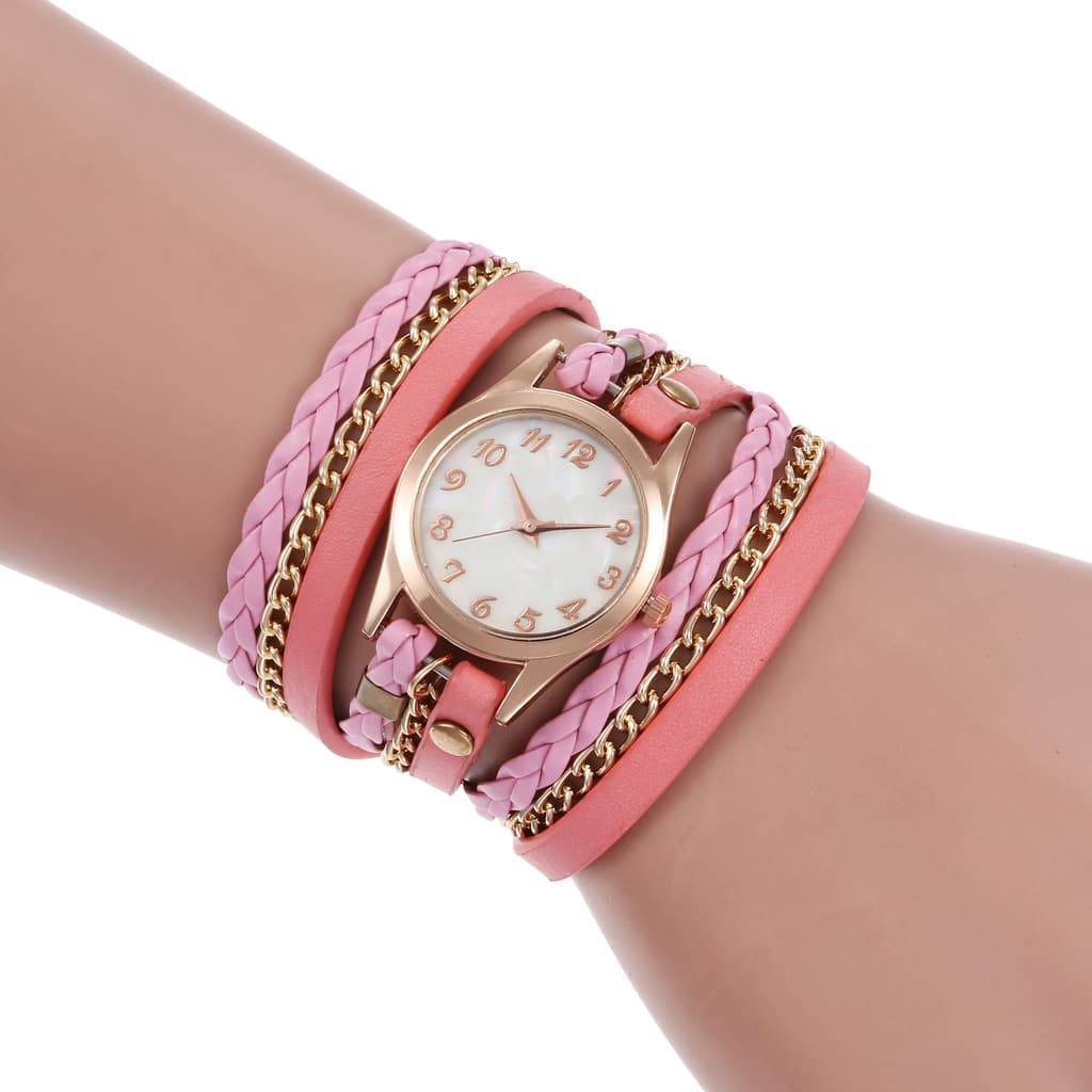 Relógio feminino relógio de quartzo feminino enrolamento relógio moda mão-tecido moda relógio de quartzo atacado