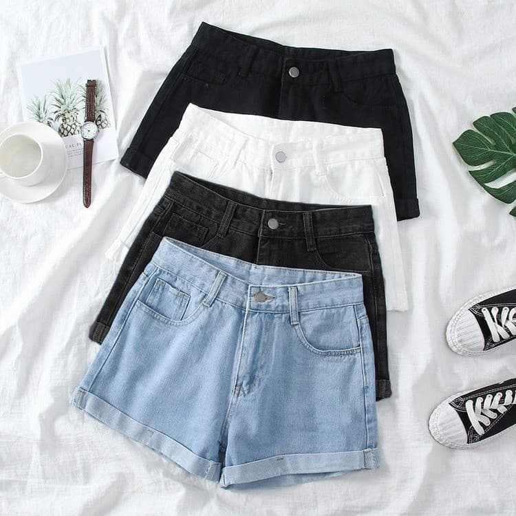 Shorts jeans de perna larga feminino solto verão 2022 novo estilo cintura alta mais magro olhar All-Match a linha estuda