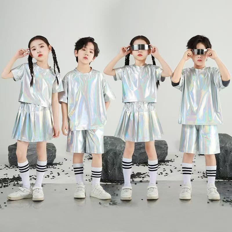 [WDF] Fantasia de dança de rua robô infantil, fantasia de Performance de fantasia de tecnologia masculina e feminina ai
