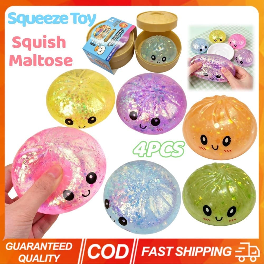 4 Pçs Glitter Bolinho Squeeze Bola Fidget Squishes Mole Maltose Massa Macio Lento Rebote Descompressão Brinquedo Diverti