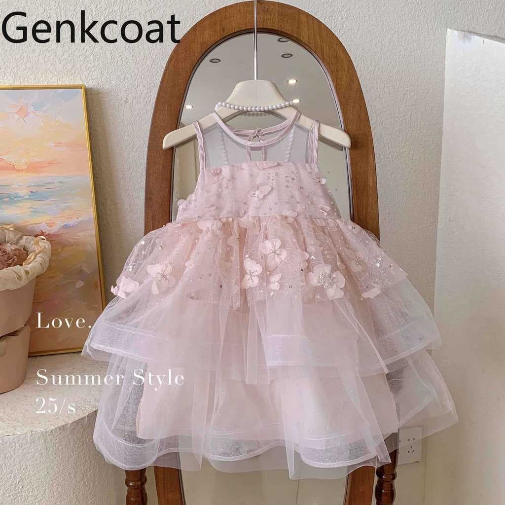 2026 verão novo estilo meninas vestido de princesa tridimensional borboleta gaze colete médio pequeno crianças vestido d