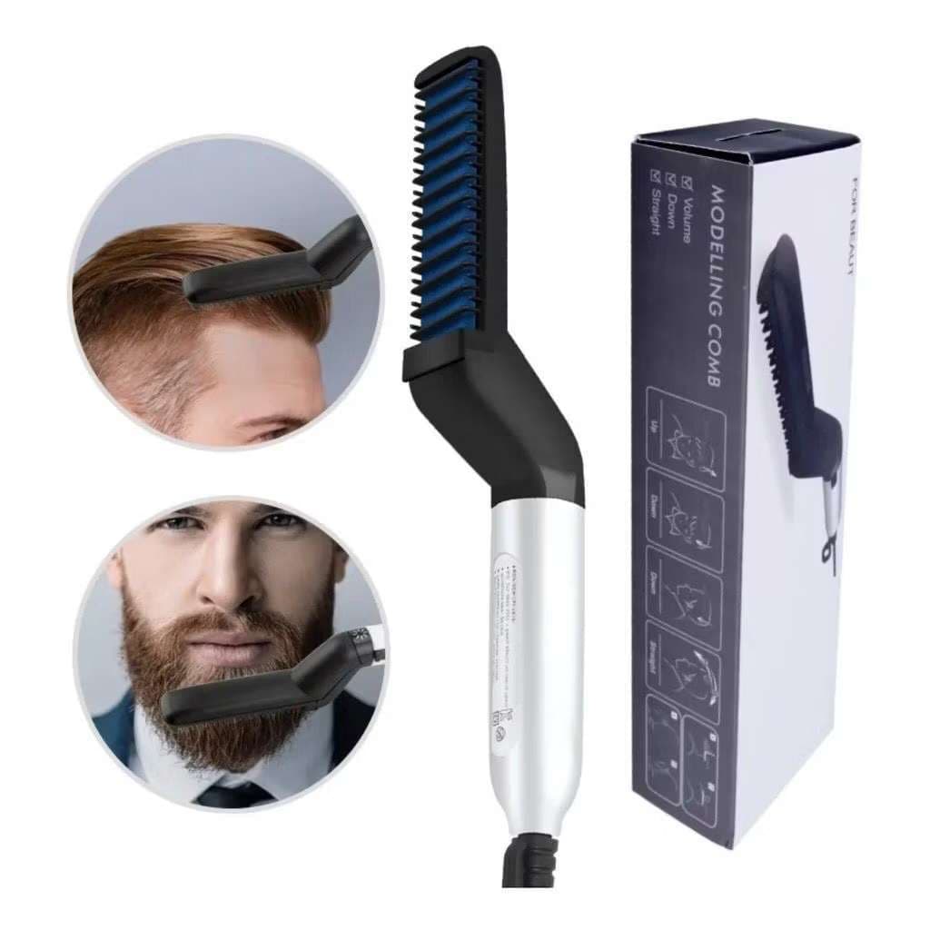 Chapinha modelador Pente Portatil para cabelo e barba masculino Pente Eletrico Escova Alisadora