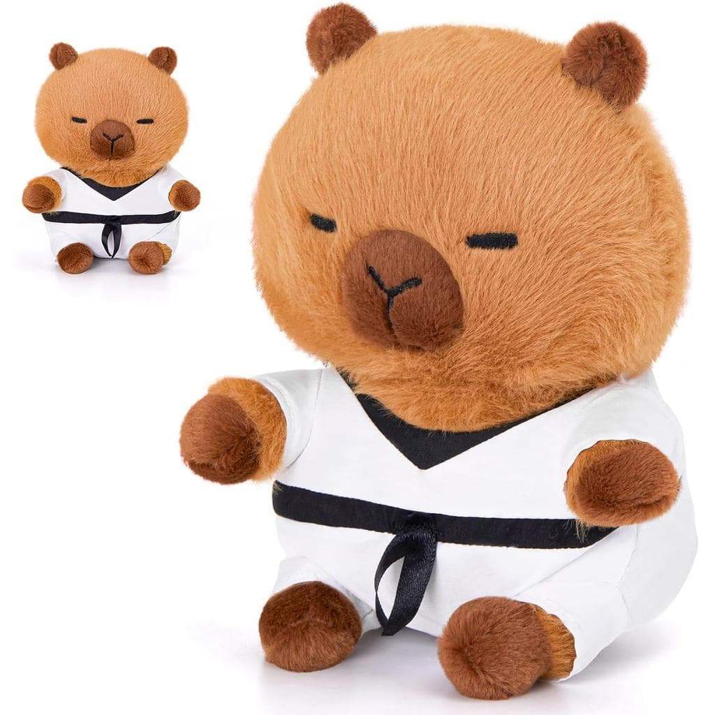 Athionsu Bicho de Pelúcia Capivara Taekwondo Karatê de 9 Polegadas, Brinquedo de Pelúcia Fofo, Adorável Boneco de Capiva