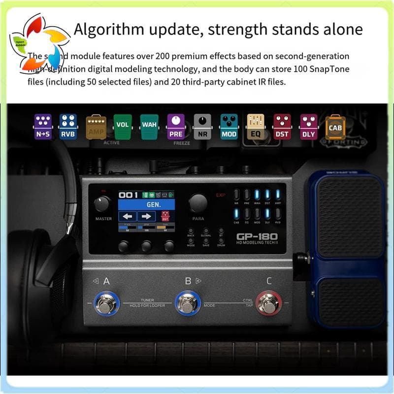 GP-180 Processador Multi-Efeitos Guitarra Elétrica Com Tambor Máquina Looper USB Suporte IR Arquivo Amp Modelagem Footsw