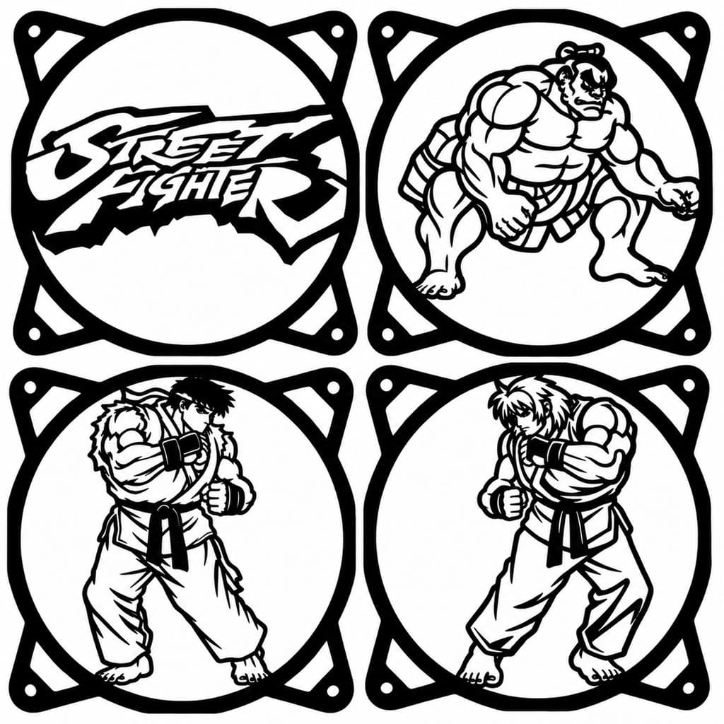 Kit Grelhas Street  Fighter Fan 120mm Decoração Gamer