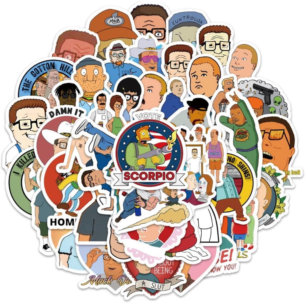 54 Adesivos King of The Hill para Garrafas de Água, Adesivos Impermeáveis, Bonitos e Modernos, Adequados para Copos, Tel