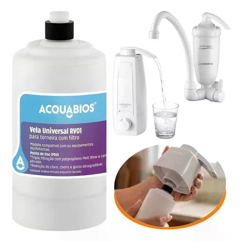 Refil Vela Universal Rv01 Acquabios Filtro Purificador Água