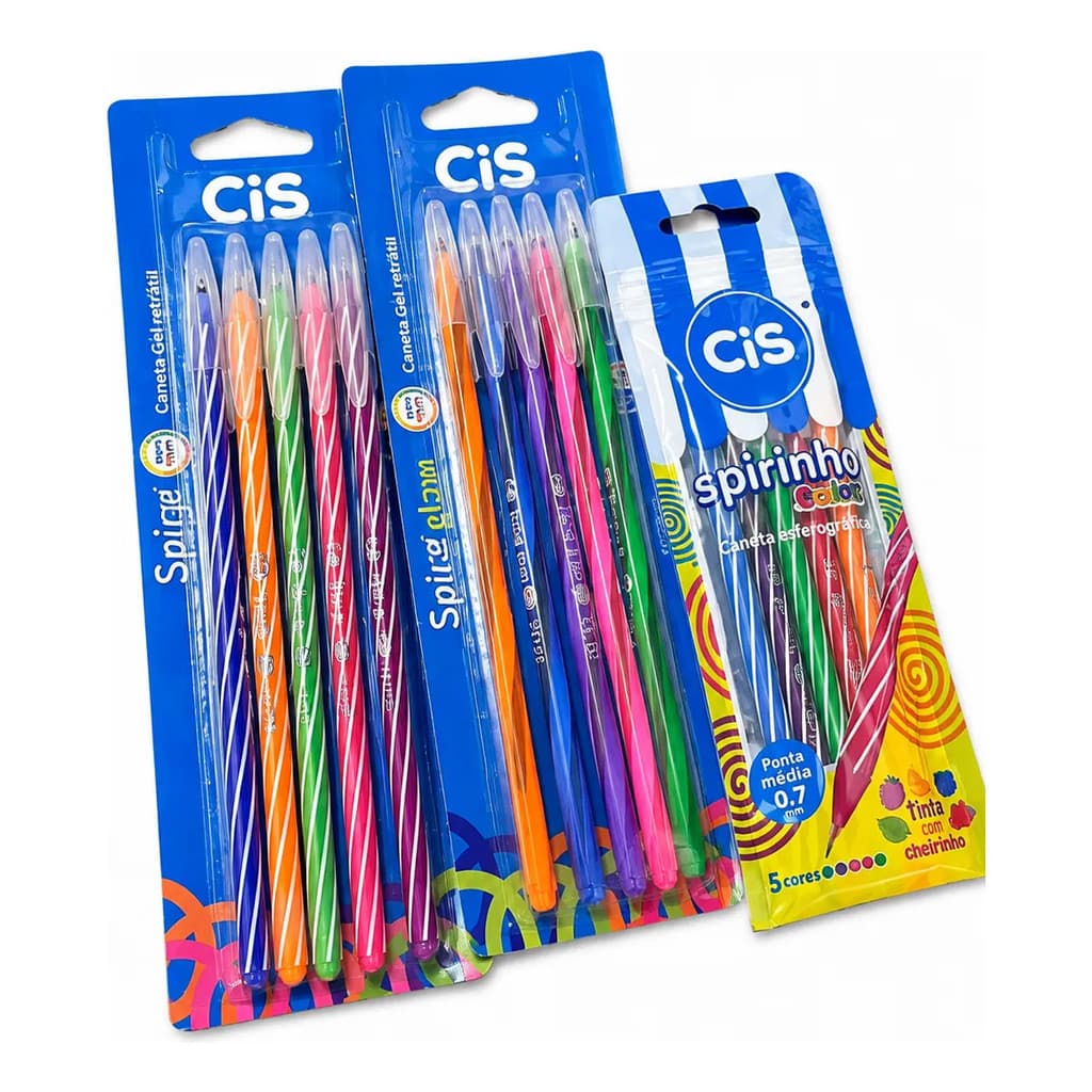 Kit 15 Canetas Spiro Cis Coloridas Glow E Scents