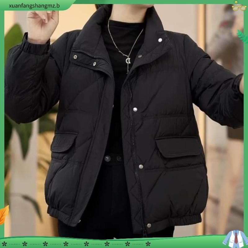 Jaqueta acolchoada 2024 novo estilo moda gola curta pequena jaqueta acolchoada espessada jaqueta de inverno acolchoada