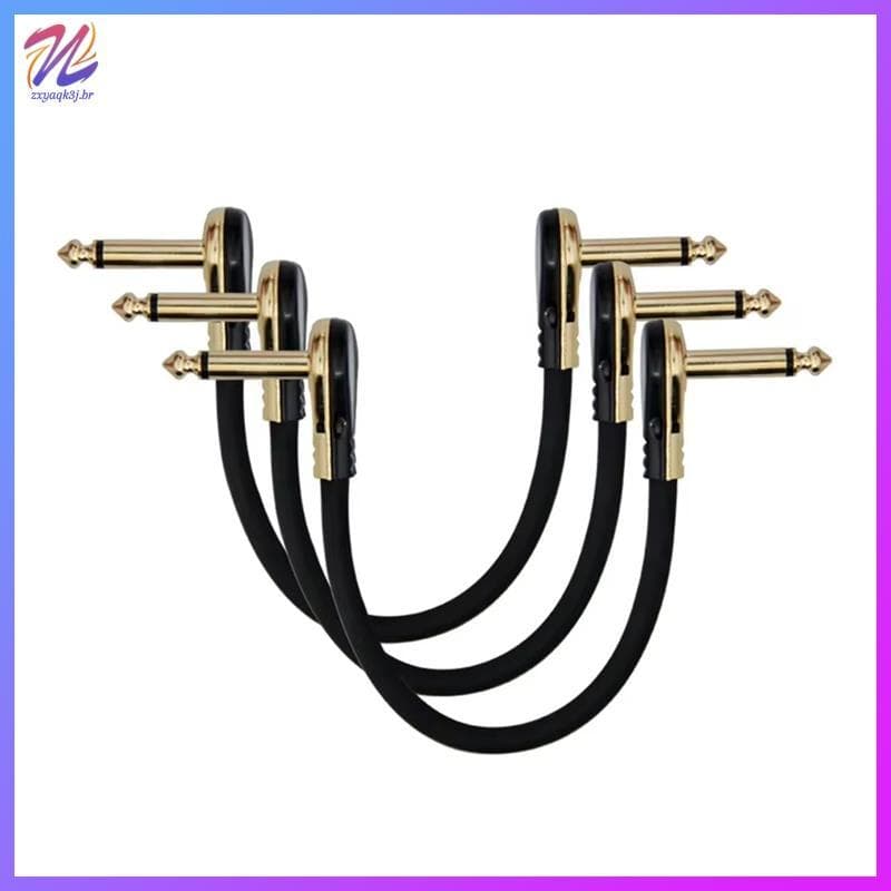 3 Pçs Cabos De Remendo De Guitarra Ângulo Reto 30CM Cabo Para Pedais De Efeito Elétrica Conector B