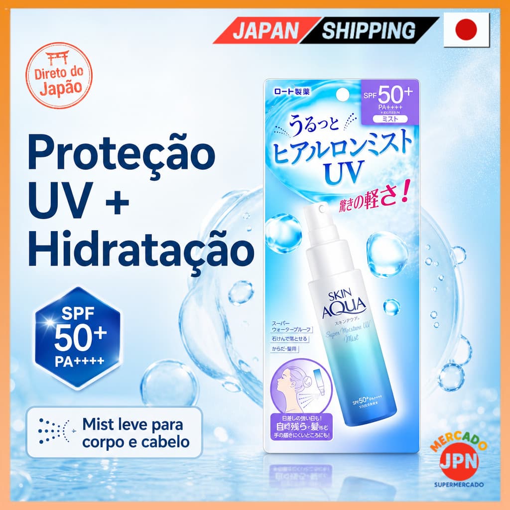 Skin Aqua Super Moisture UV Mist 60ml (Hyaluronic Acid Infused UV, SPF 50+ PA++++) Direct from JAPAN