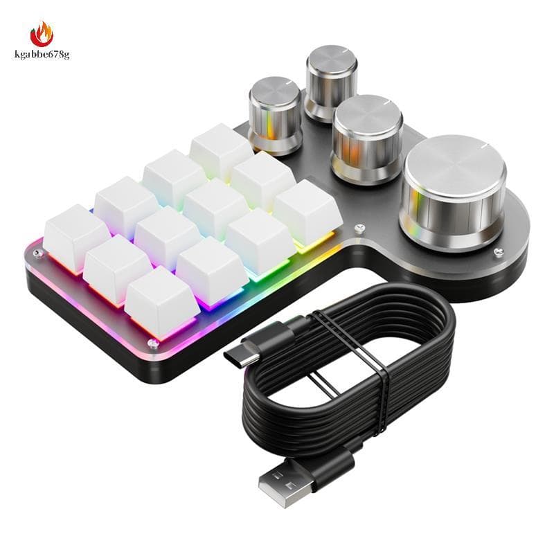 Teclado Macro Personalizado , 12 Teclas , 4 Botões , Mini Mecânico USB , Programação , Para Jogos kgabbe678g.br