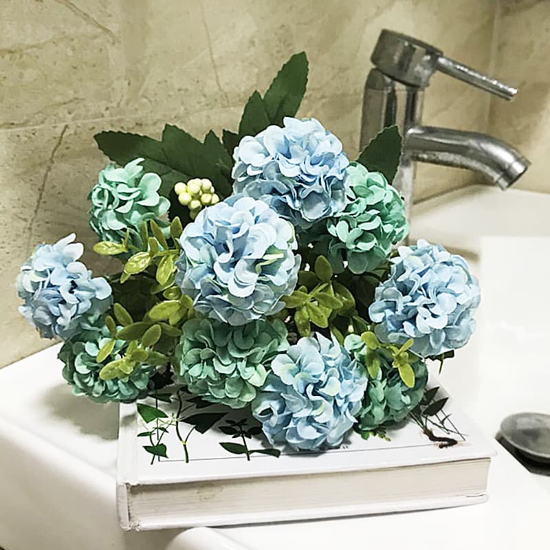 Flores artificiais aquarela europeia bola de casamento crisântemo duas cores hortênsia casamento hortênsia decoração flo