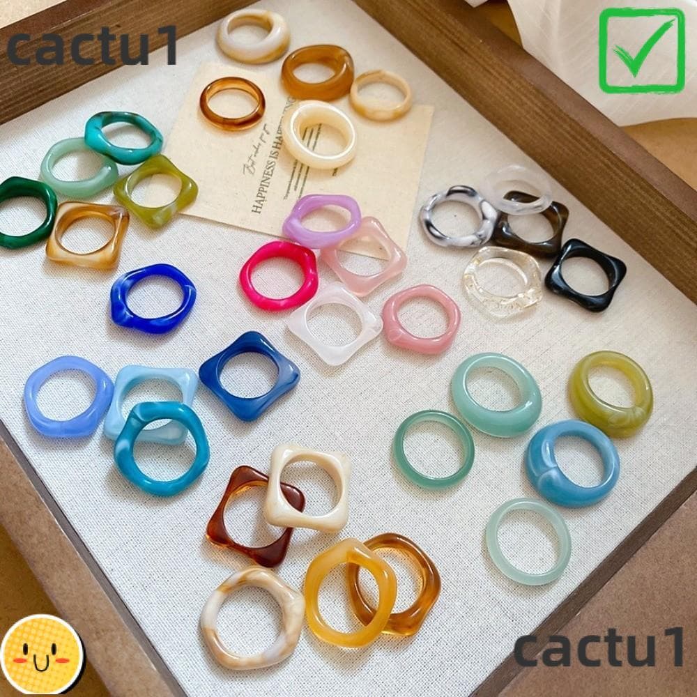 CACTU 5 Peças De Anel De Dedo , Anéis Irregulares Acrílicos Geométricos , Elegante Colorido Da Moda Feminino