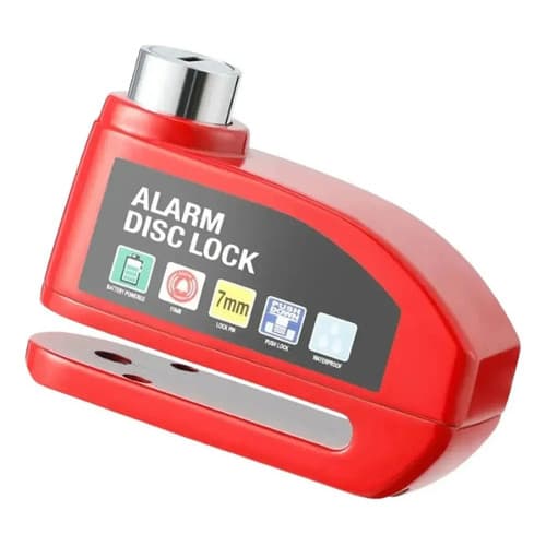 Trava Cadeado De Freio Disco Com Alarme Sonoro Para Moto-Vermelho(Vermelho)