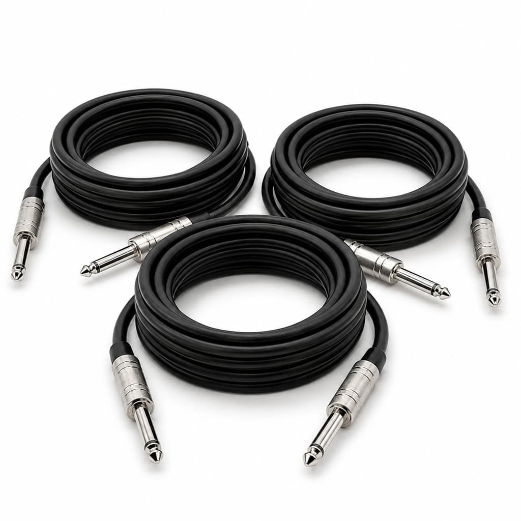Kit 3 Cabo P10 P10 Mono Guitarra Violão Baixo Cavaquinho Caixa Som Amplificador 3 Metros Premium